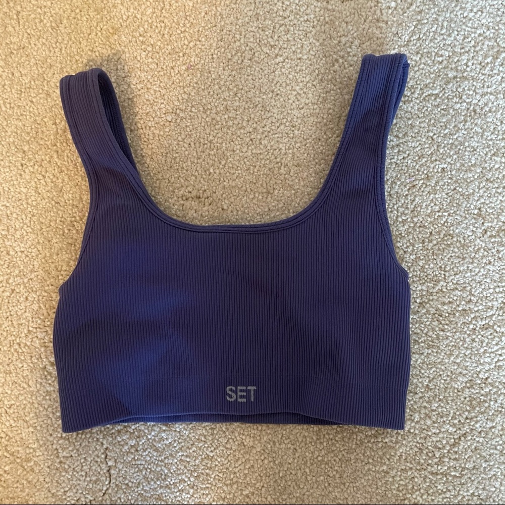 SET Active Ribbed Sports Bra in Deep Blue